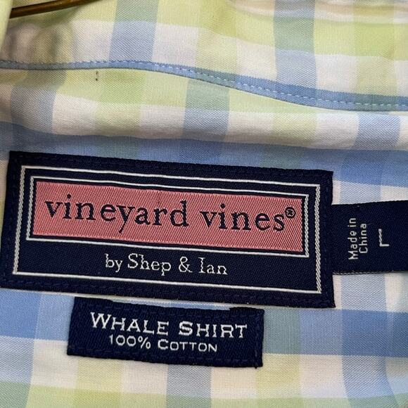 Vineyard Vines Men's L Blue/Green Plaid Button Front Preppy Summer - Picture 3 of 6
